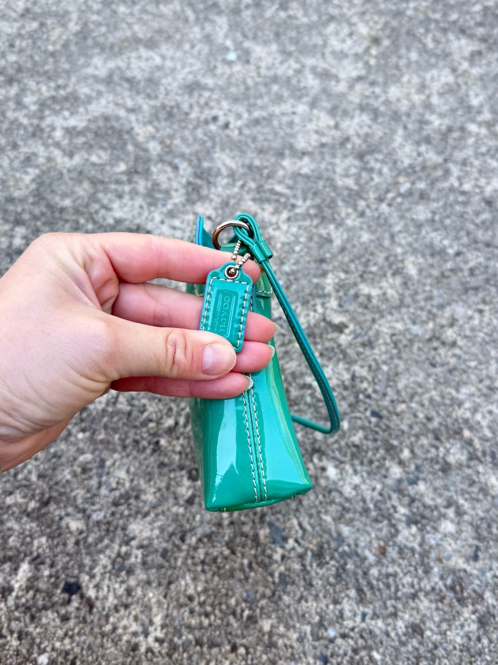 Coach Y2K Patent Leather Mini Purse Green Teal Glossy Vintage - Picture 13 of 16